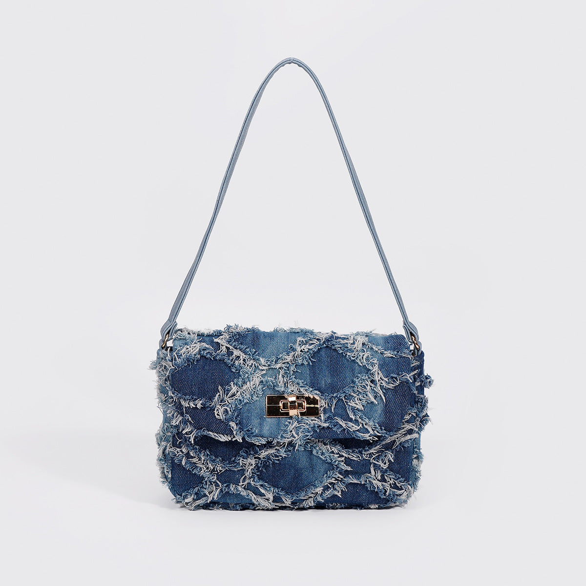 Denim Tie-Dye Shoulder Bag – Quilted Underarm Bag