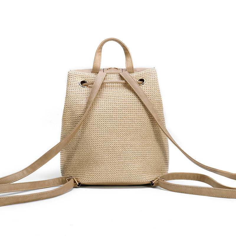 Woven Bucket Backpack – Drawstring & Fringe Design