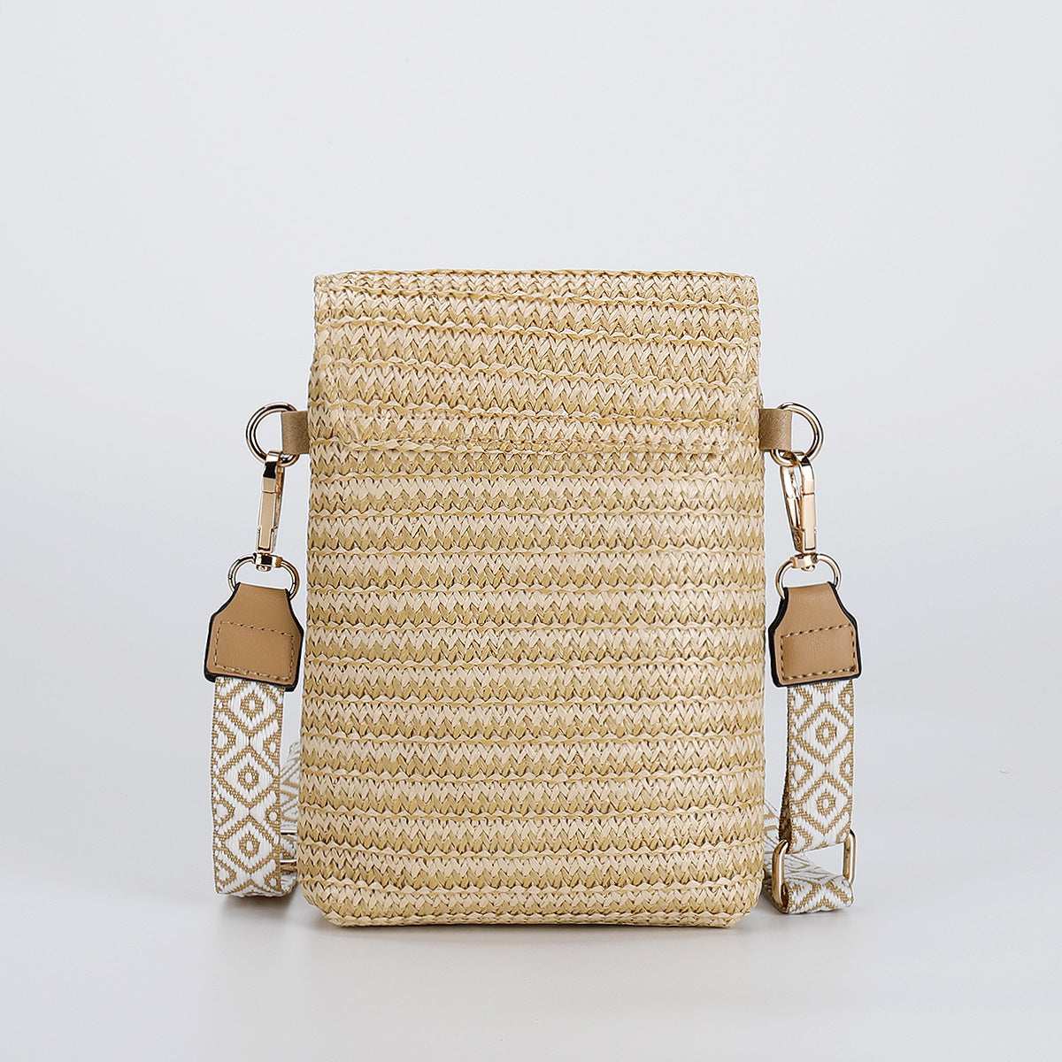 Beaded Straw Crossbody Bag – Woven Phone Pocket