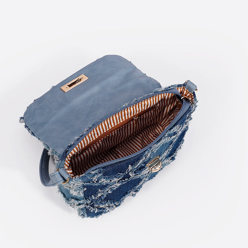 Denim Tie-Dye Shoulder Bag – Quilted Underarm Bag