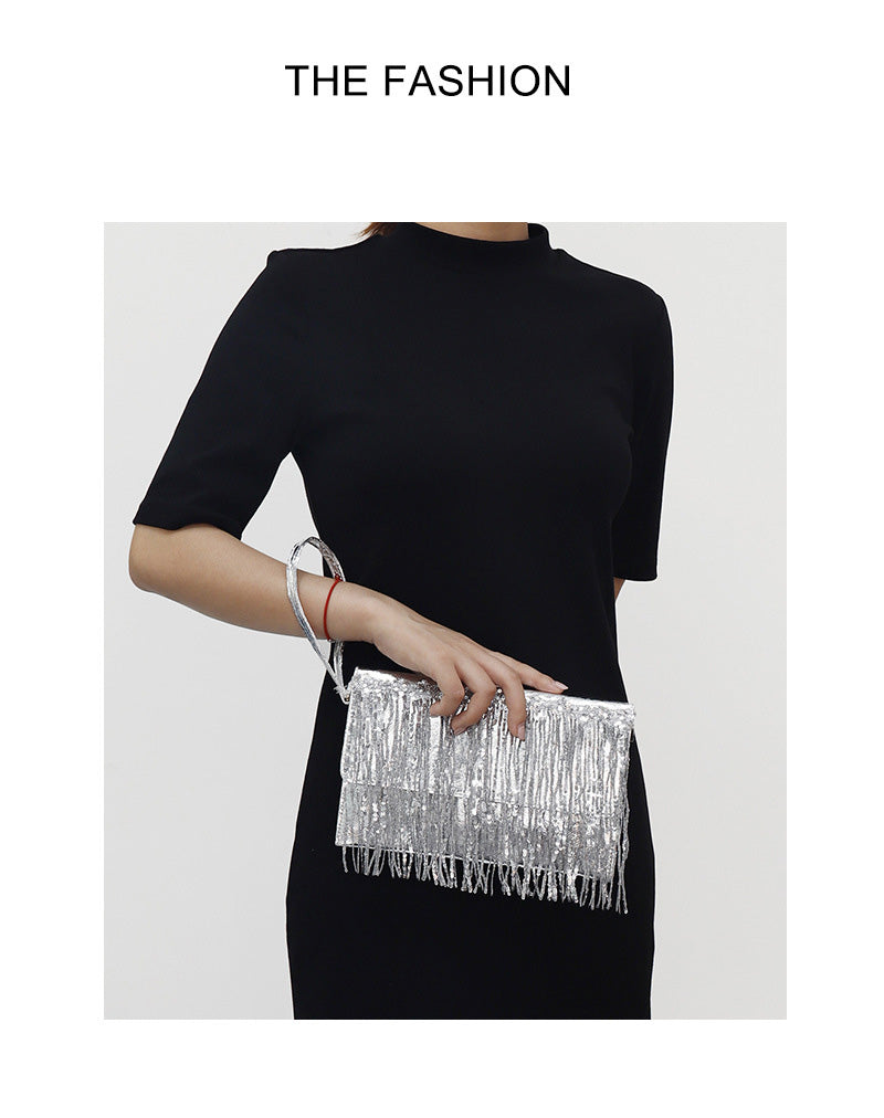 Glimmer Fringe Evening Clutch - Artisan Crafted Luxury Handbag