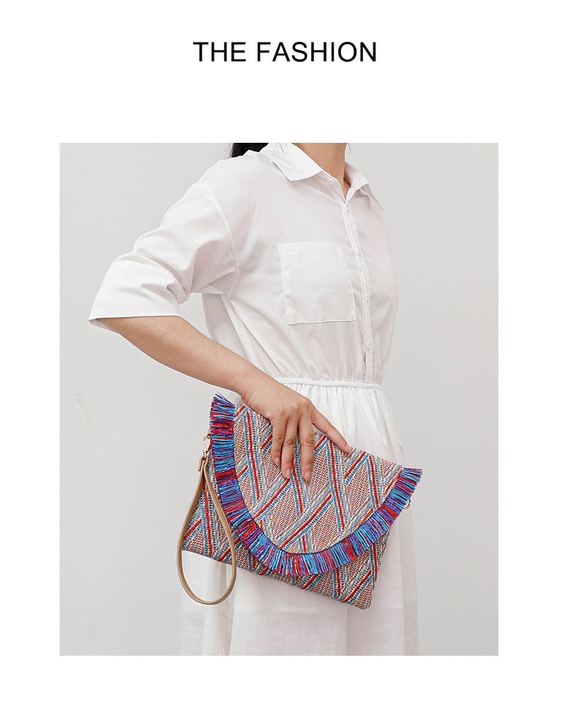 Woven Clutch Bag – Fringed Crossbody