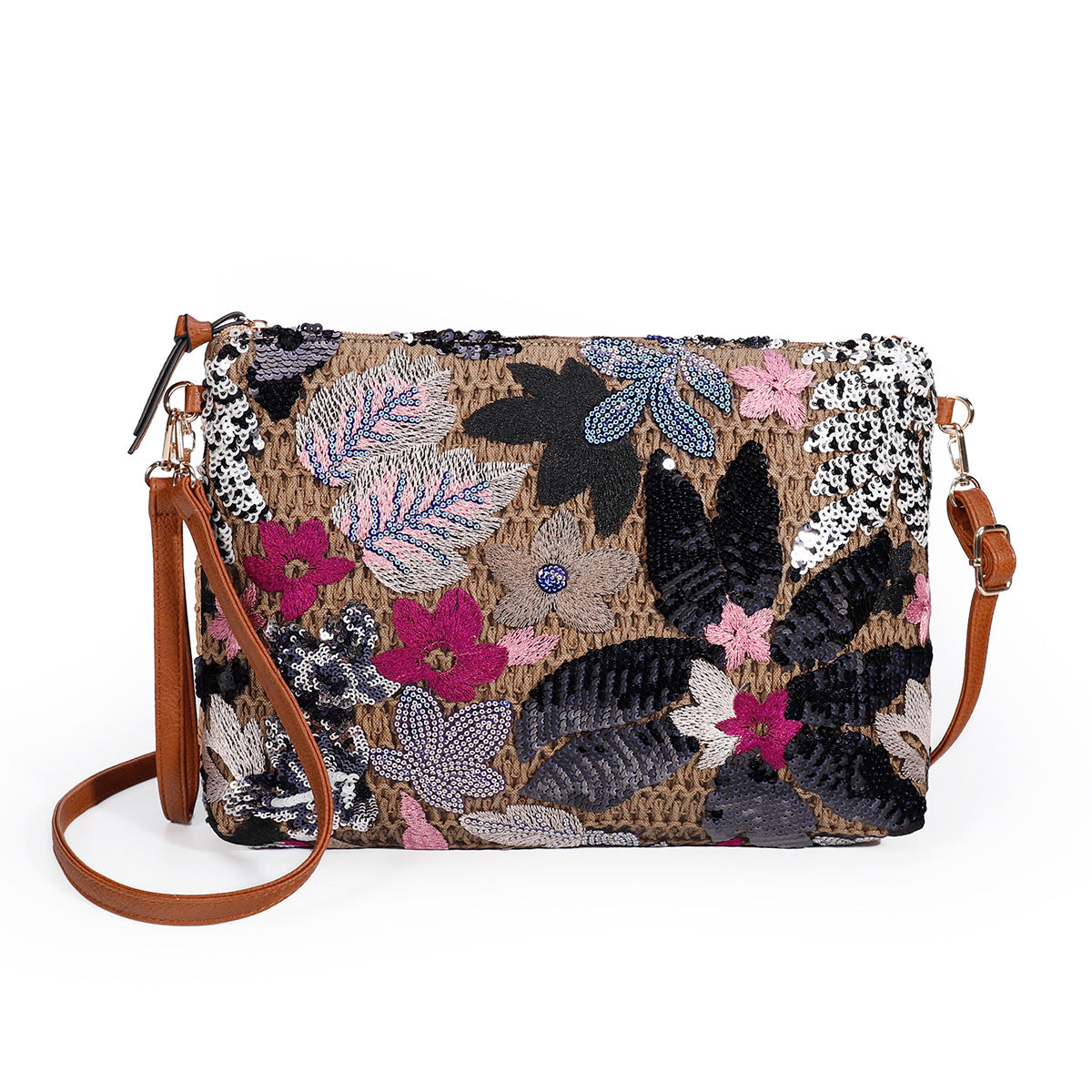 Woven Crossbody Bag – Sparkle-Embellished Tote