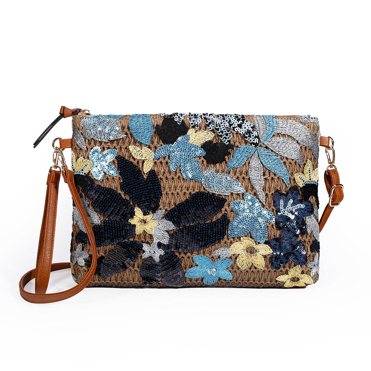 Woven Crossbody Bag – Sparkle-Embellished Tote