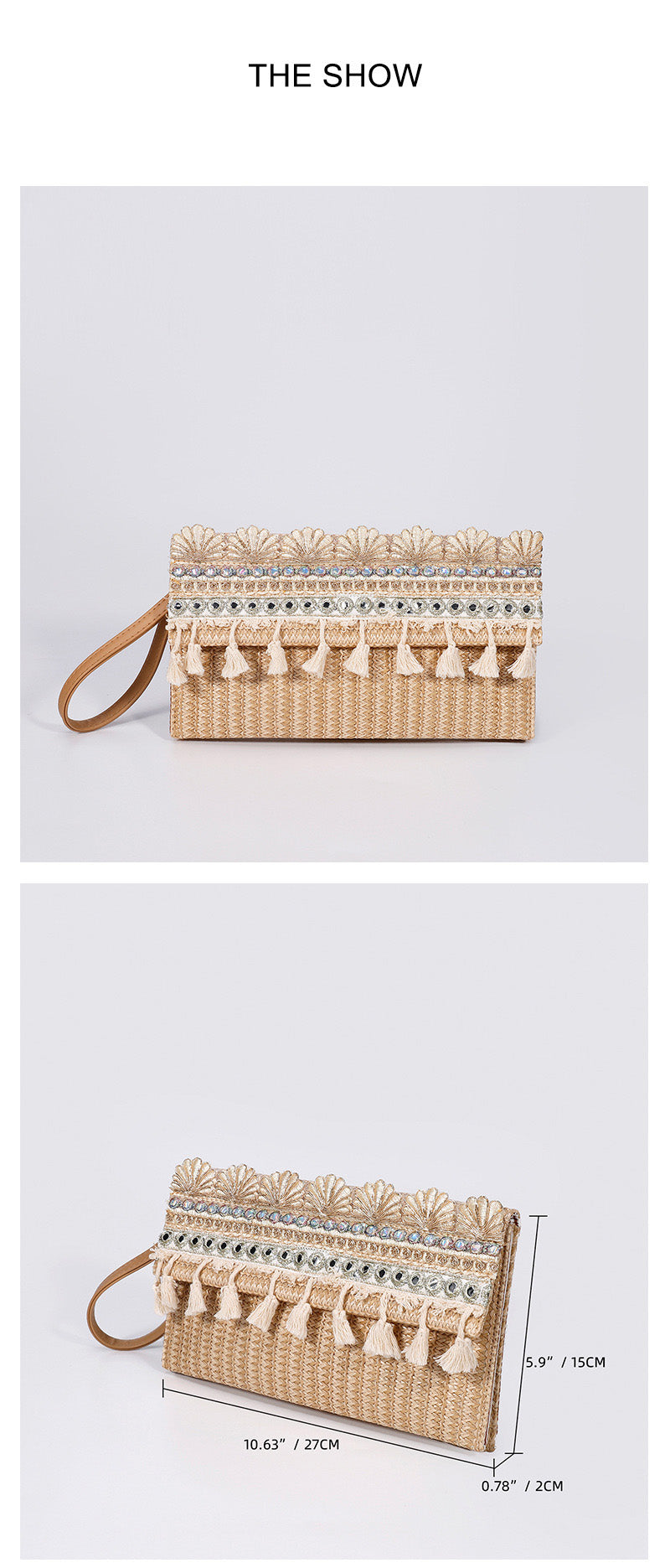 Woven Clutch Bag – Beaded Fringe Envelope