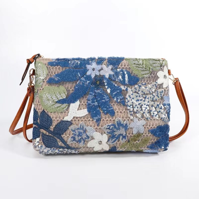 Woven Crossbody Bag – Sparkle-Embellished Tote