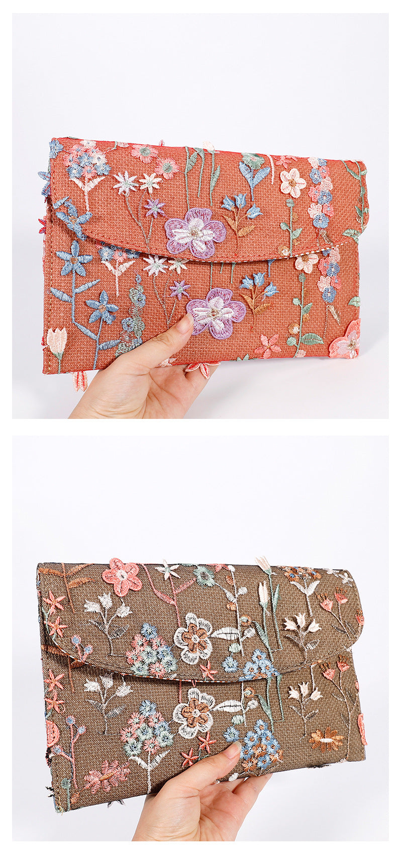 Embroidered Straw Clutch – Sequin & Envelope Style