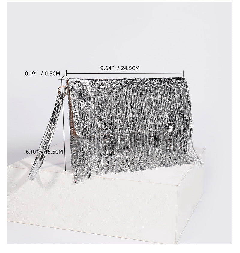 Glimmer Fringe Evening Clutch - Artisan Crafted Luxury Handbag