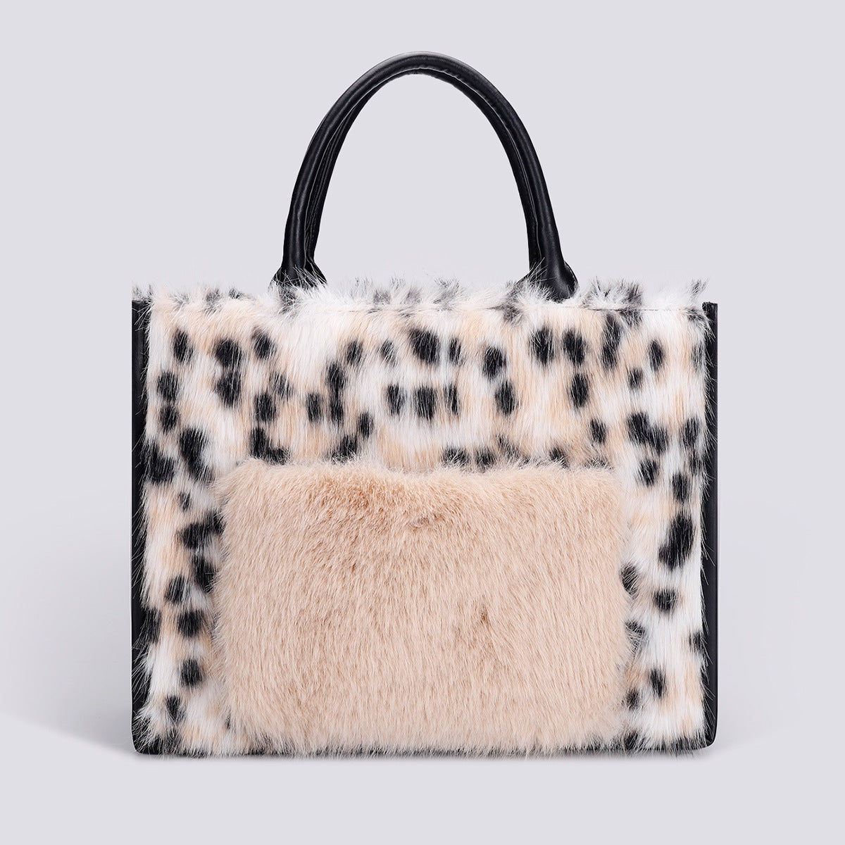 Leopard Plush Tote Bag – Oversized & Soft Structured