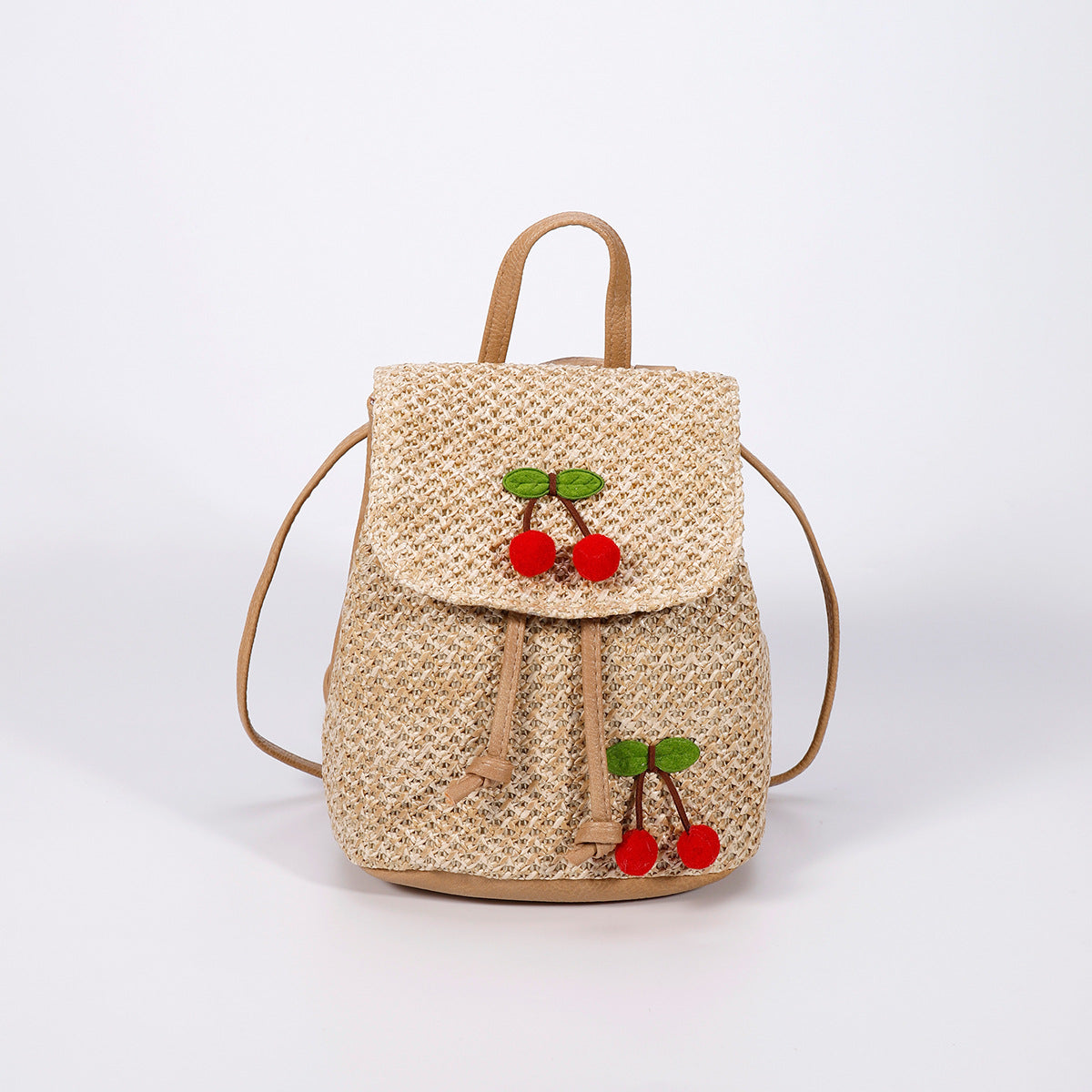 Artisan Woven Straw Bucket Bag - Summer Travel Backpack with Adjustable Straps