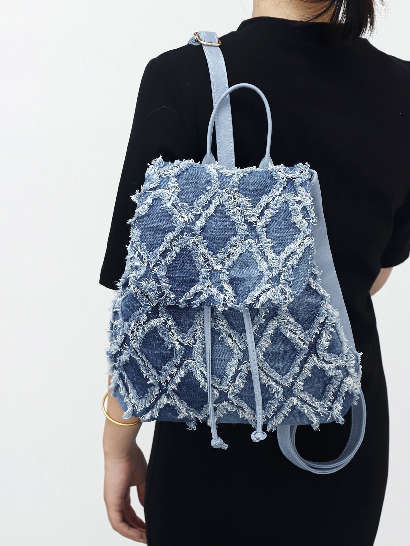 Denim Backpack – Oversized Fringe Bag