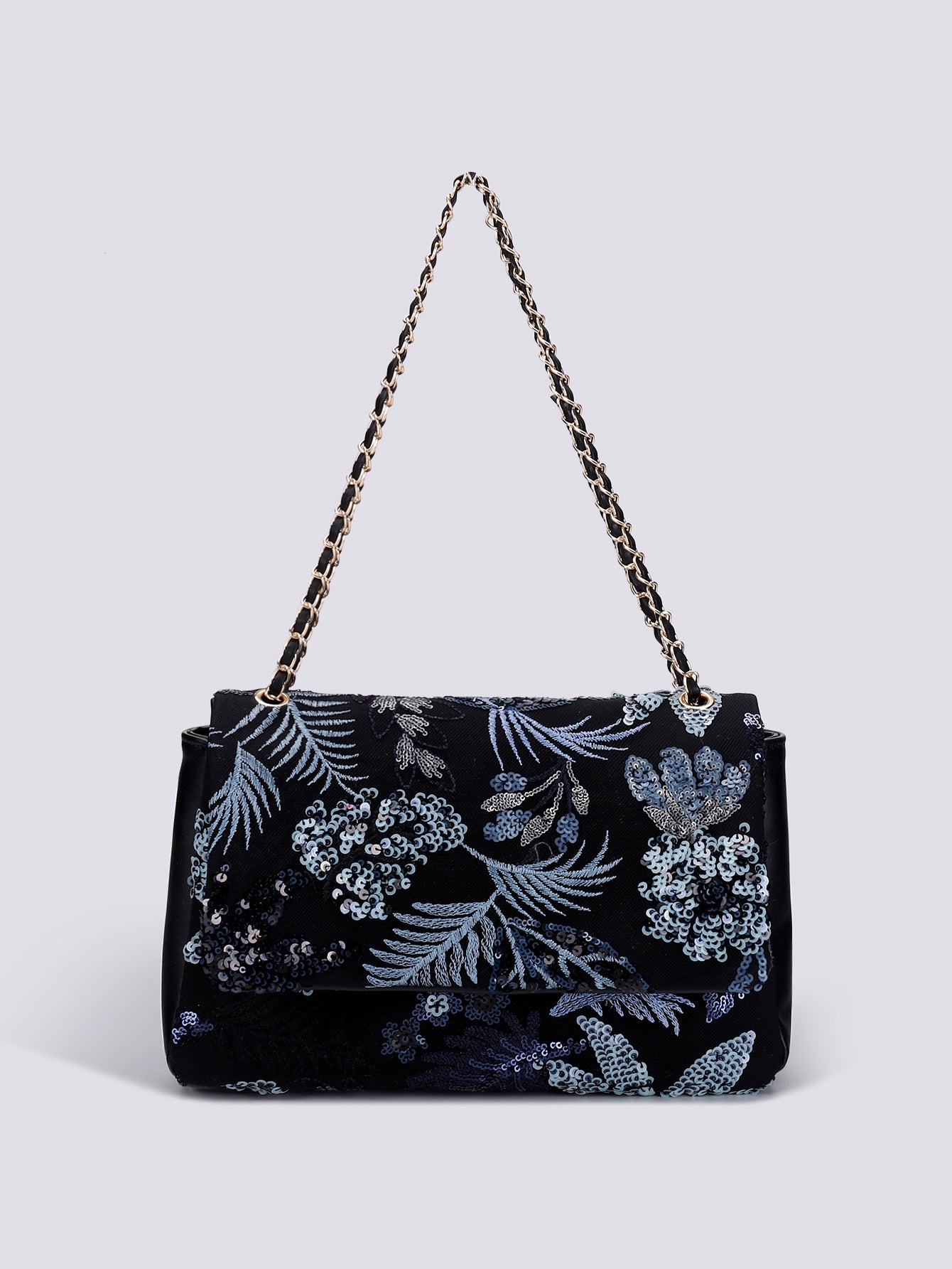 Embroidered Sequin Shoulder Bag – Straw Woven & Spacious