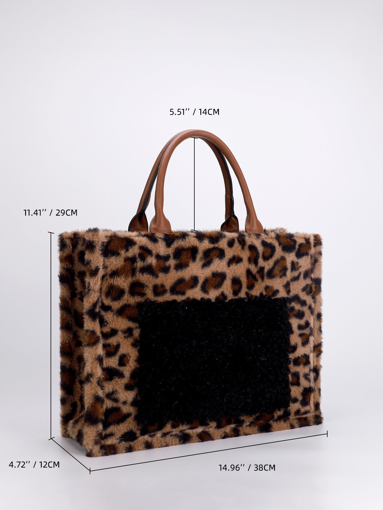 Leopard Plush Tote Bag – Oversized & Soft Structured