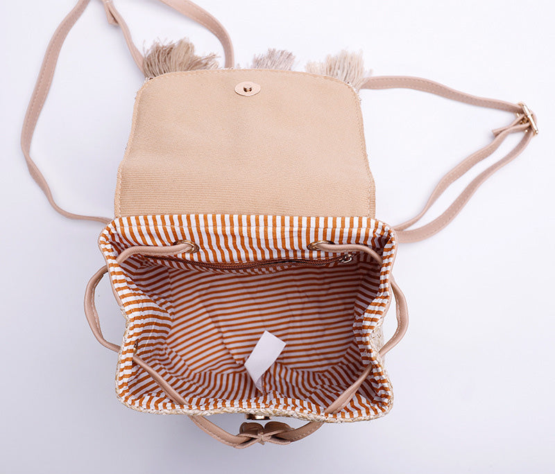 Eco-Chic Straw Drawstring Bag – Mini Backpack Style