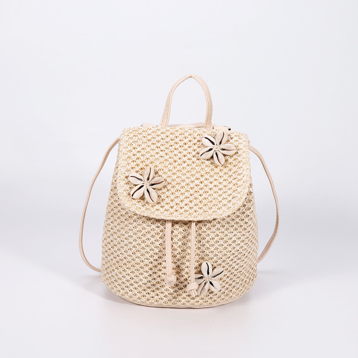 Artisan Woven Straw Bucket Bag - Summer Travel Backpack with Adjustable Straps