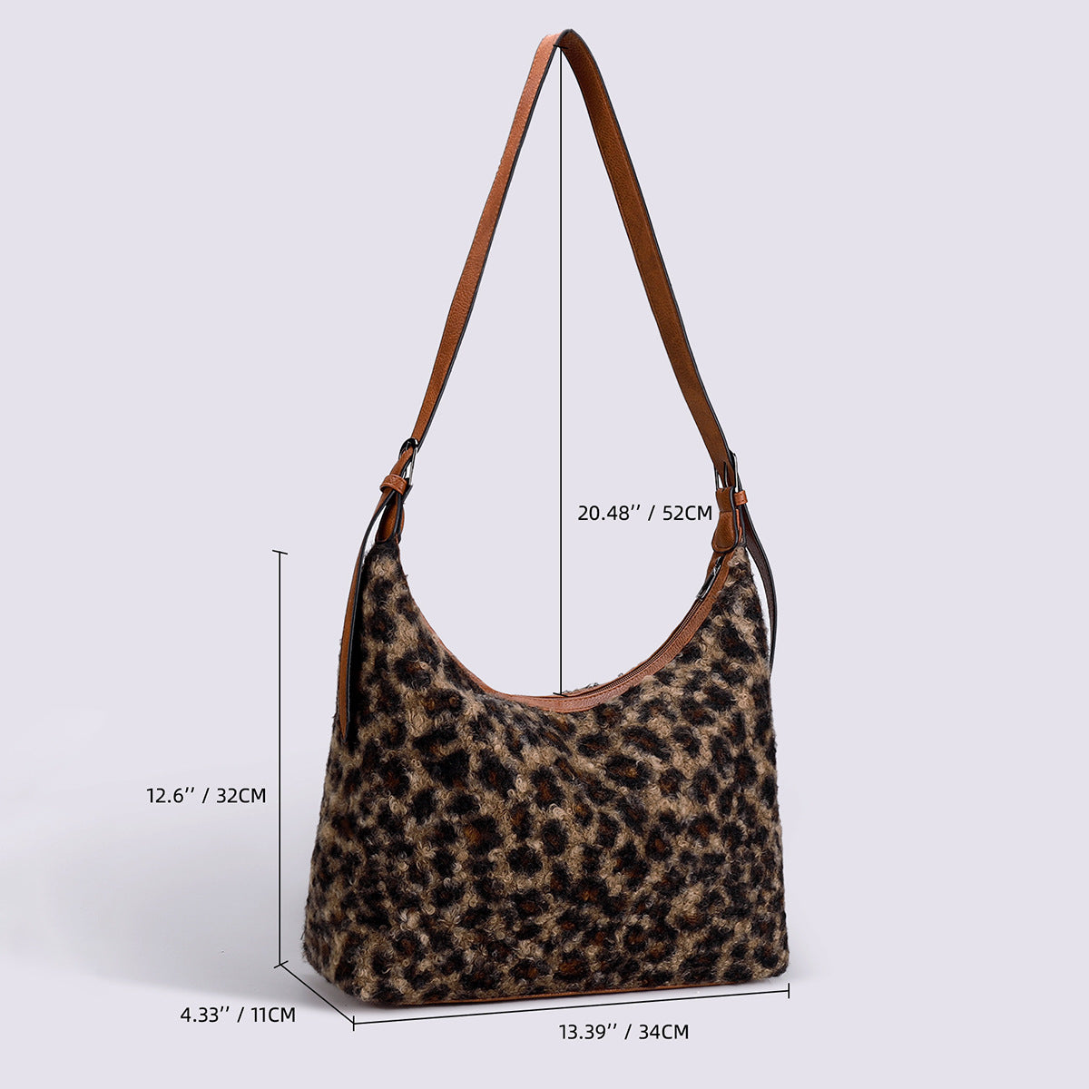 Furry Leopard Crossbody Bag – Shoulder & Underarm Style