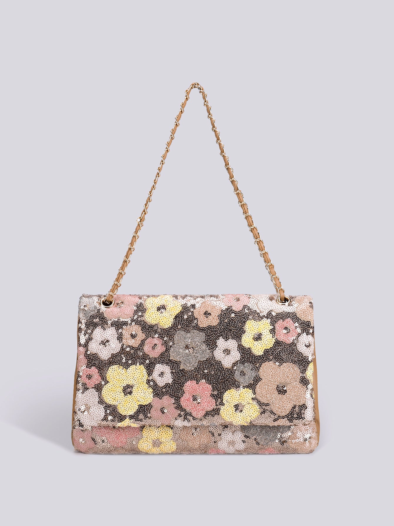 Embroidered Sequin Shoulder Bag – Straw Woven & Spacious