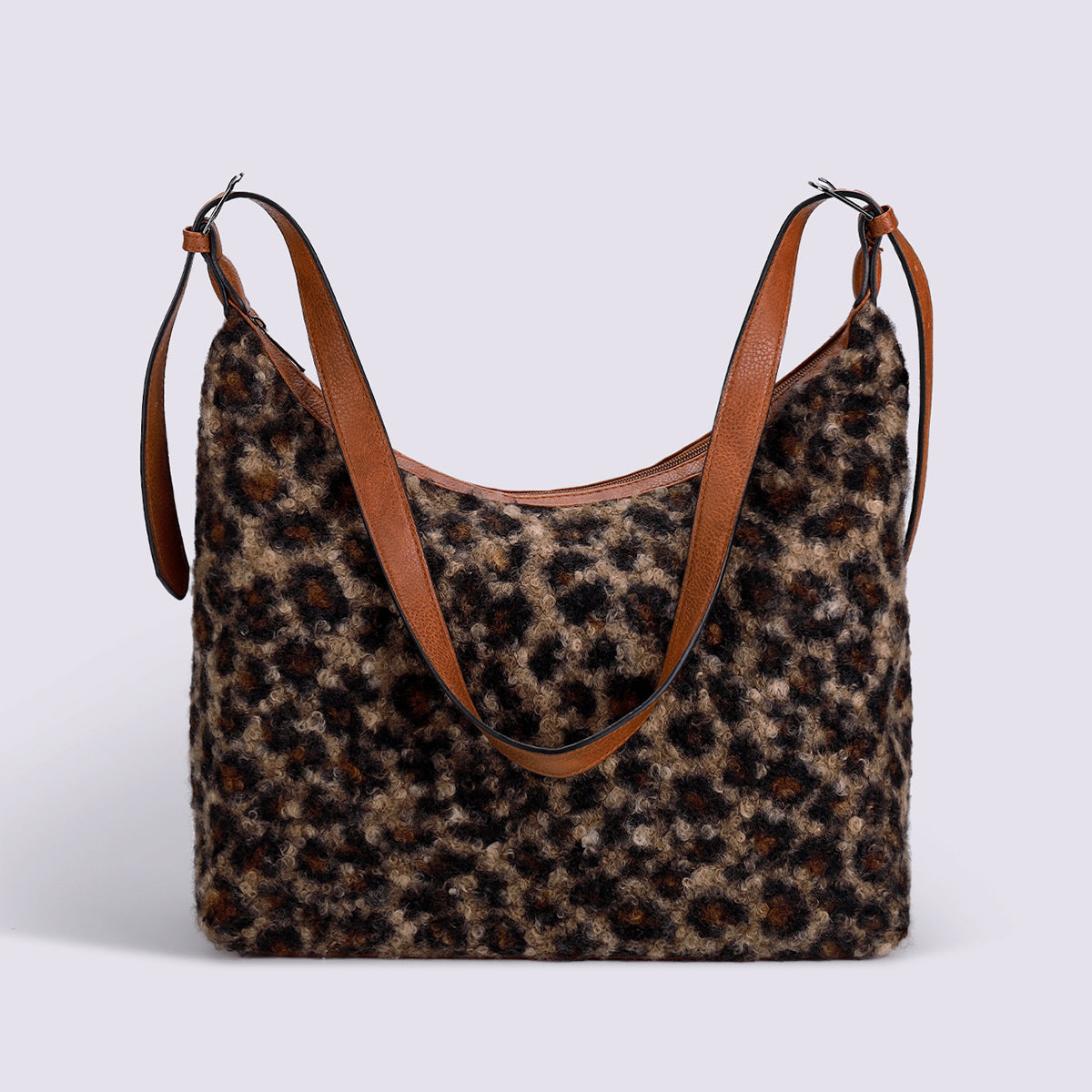 Furry Leopard Crossbody Bag – Shoulder & Underarm Style