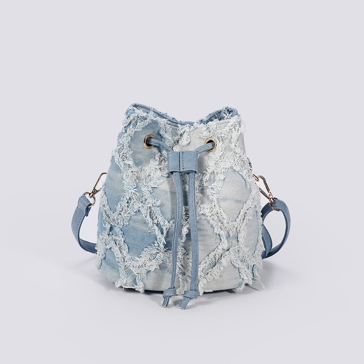 Artisan Tie-Dye Denim Bucket Bag - Summer Crossbody with Adjustable Strap