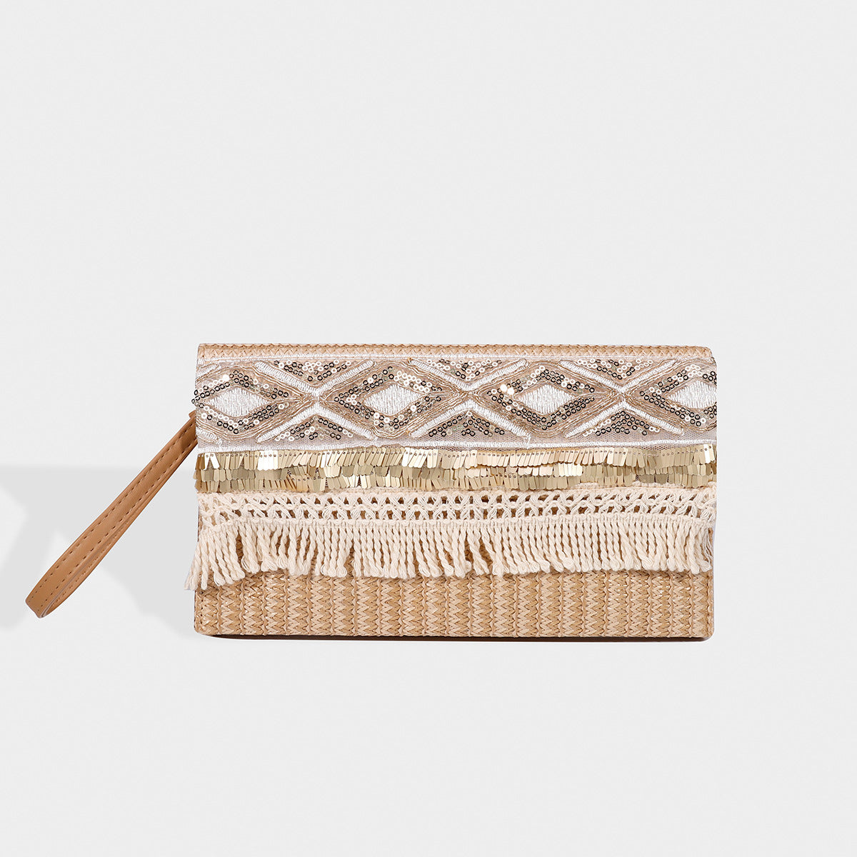 Woven Clutch Bag – Beaded Fringe Envelope