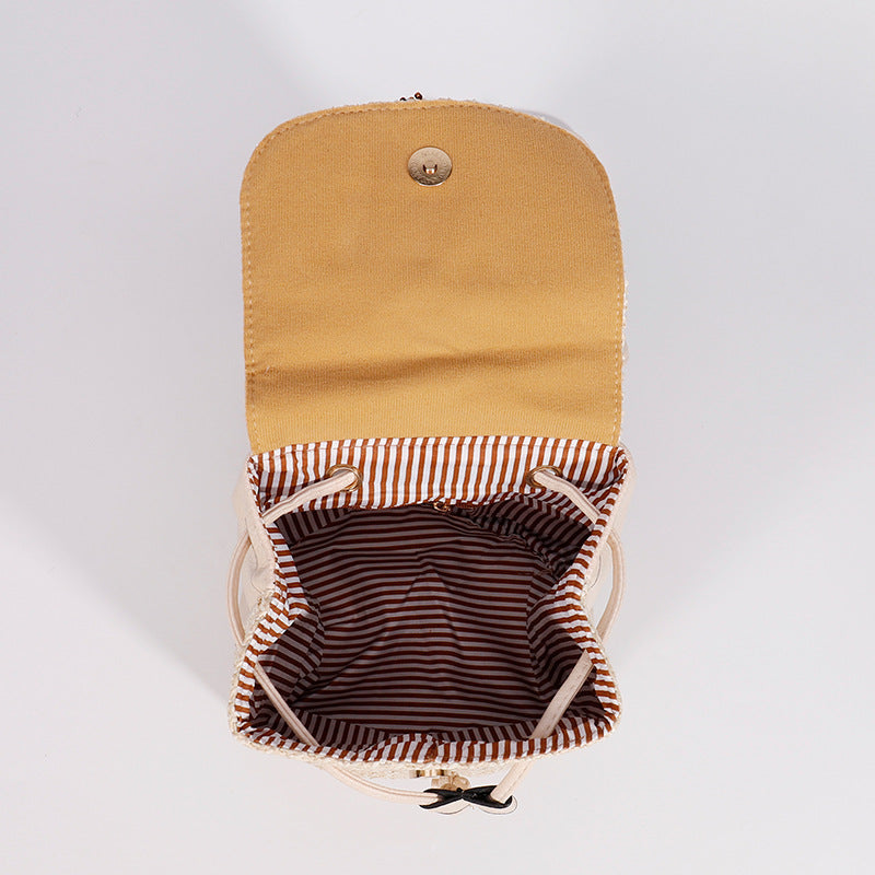 Vintage Woven Bucket Backpack – Braided Design