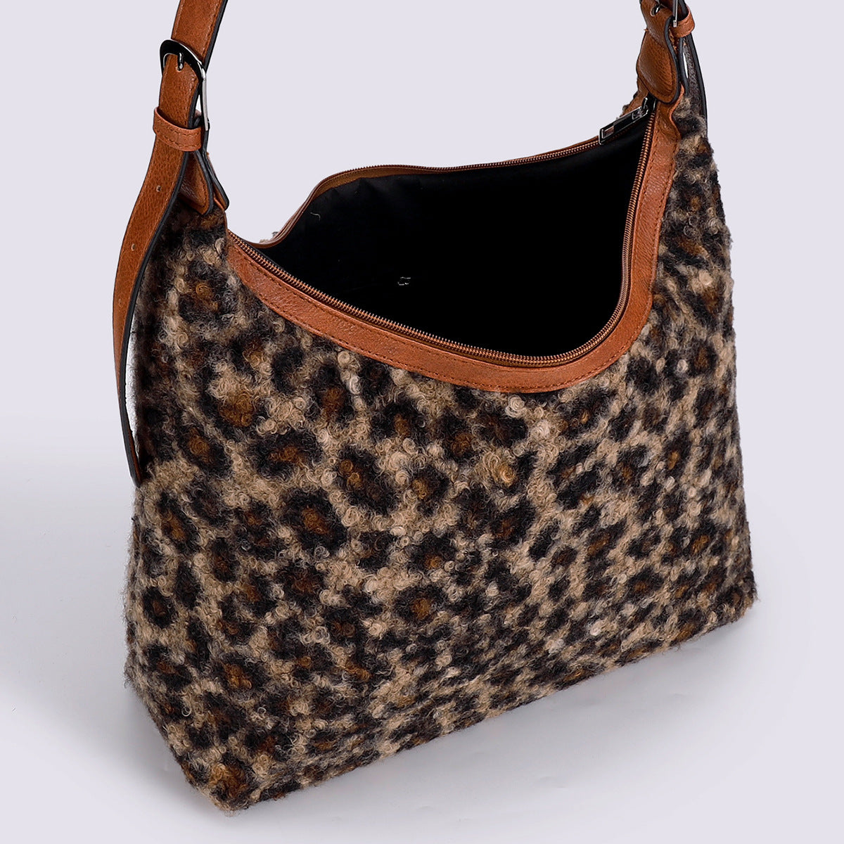 Furry Leopard Crossbody Bag – Shoulder & Underarm Style