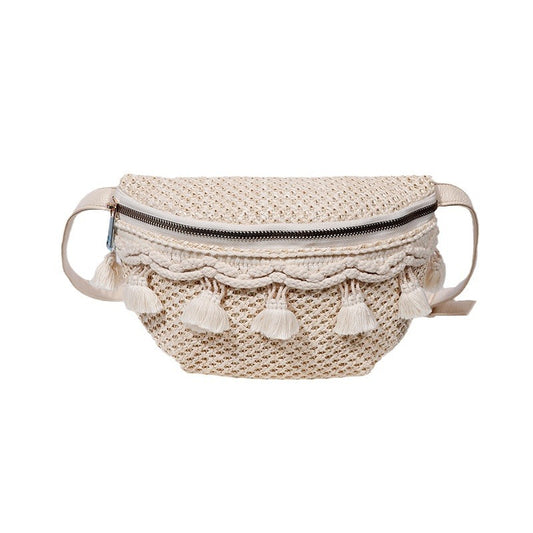 Woven Crossbody Bag – Fringed Waist Bag for Fall/Winter