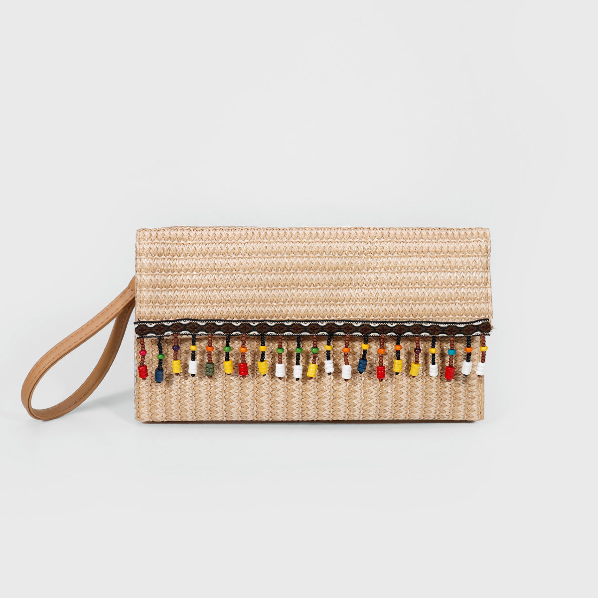 Woven Clutch Bag – Beaded Fringe Envelope