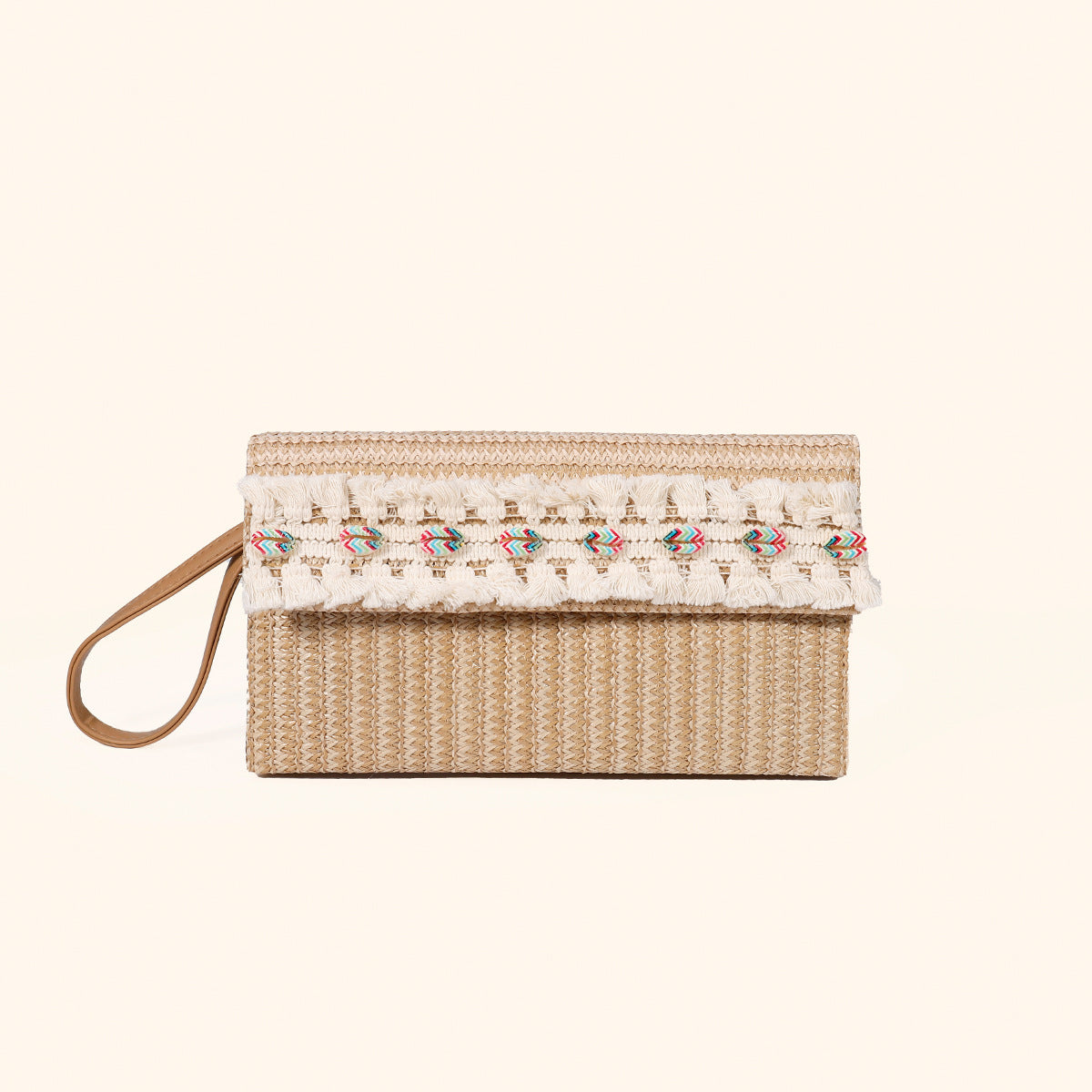 Woven Clutch Bag – Beaded Fringe Envelope