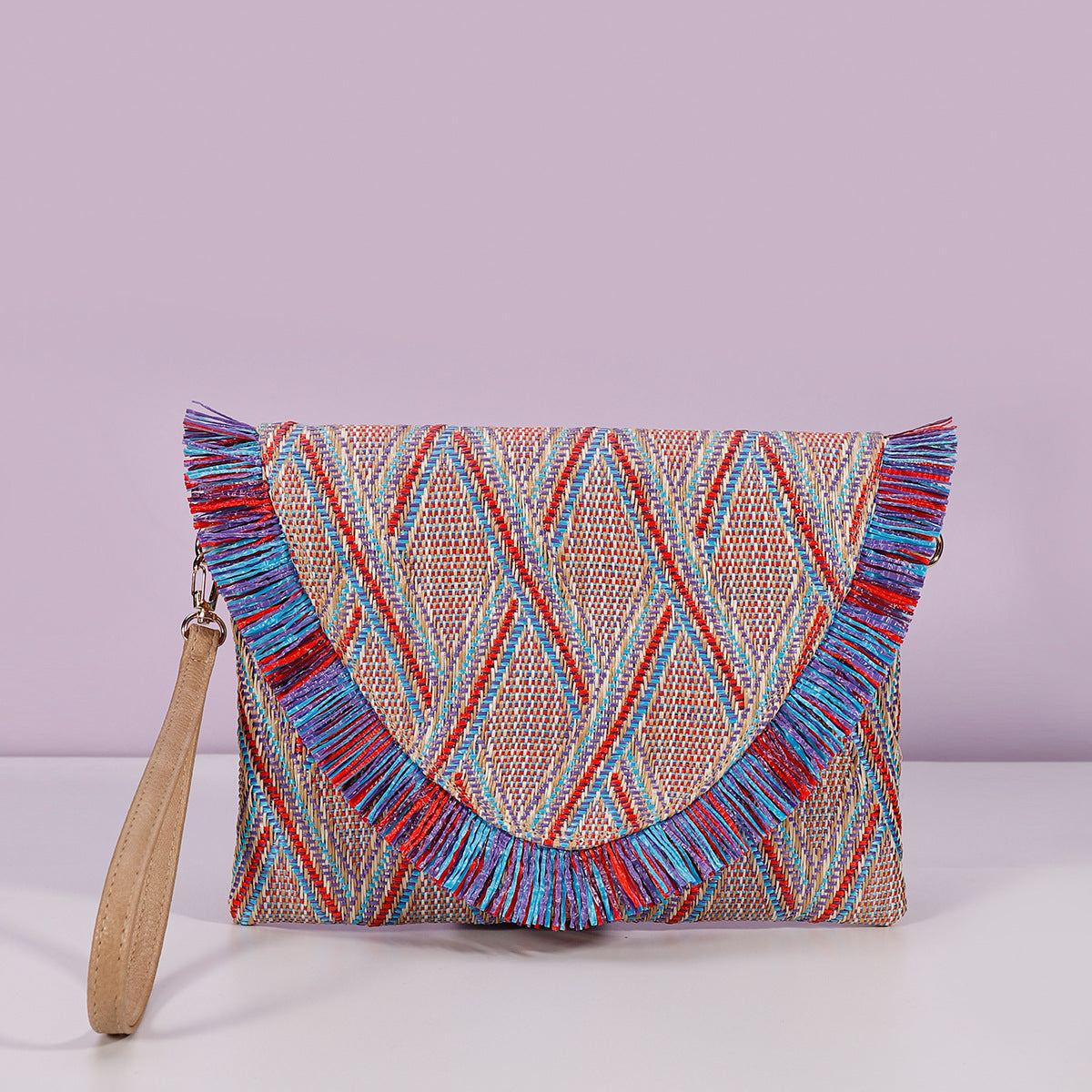 Woven Clutch Bag – Fringed Crossbody