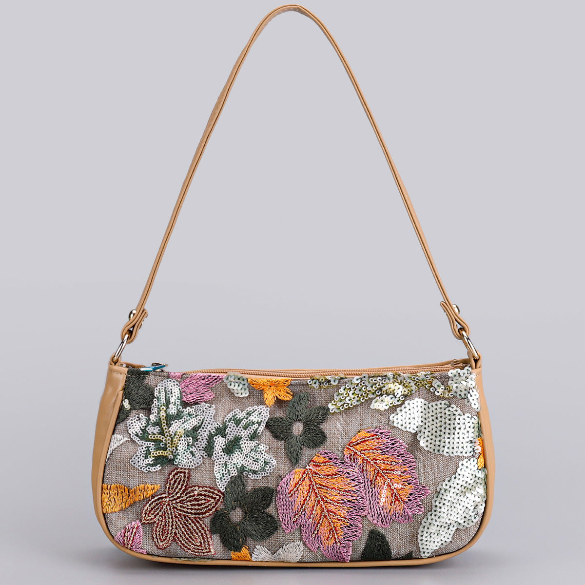 Embroidered Floral Shoulder Bag – Sparkling Underarm Style