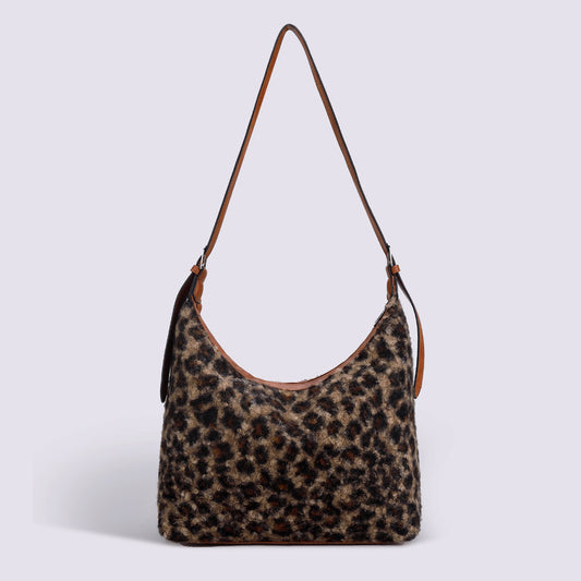 Furry Leopard Crossbody Bag – Shoulder & Underarm Style