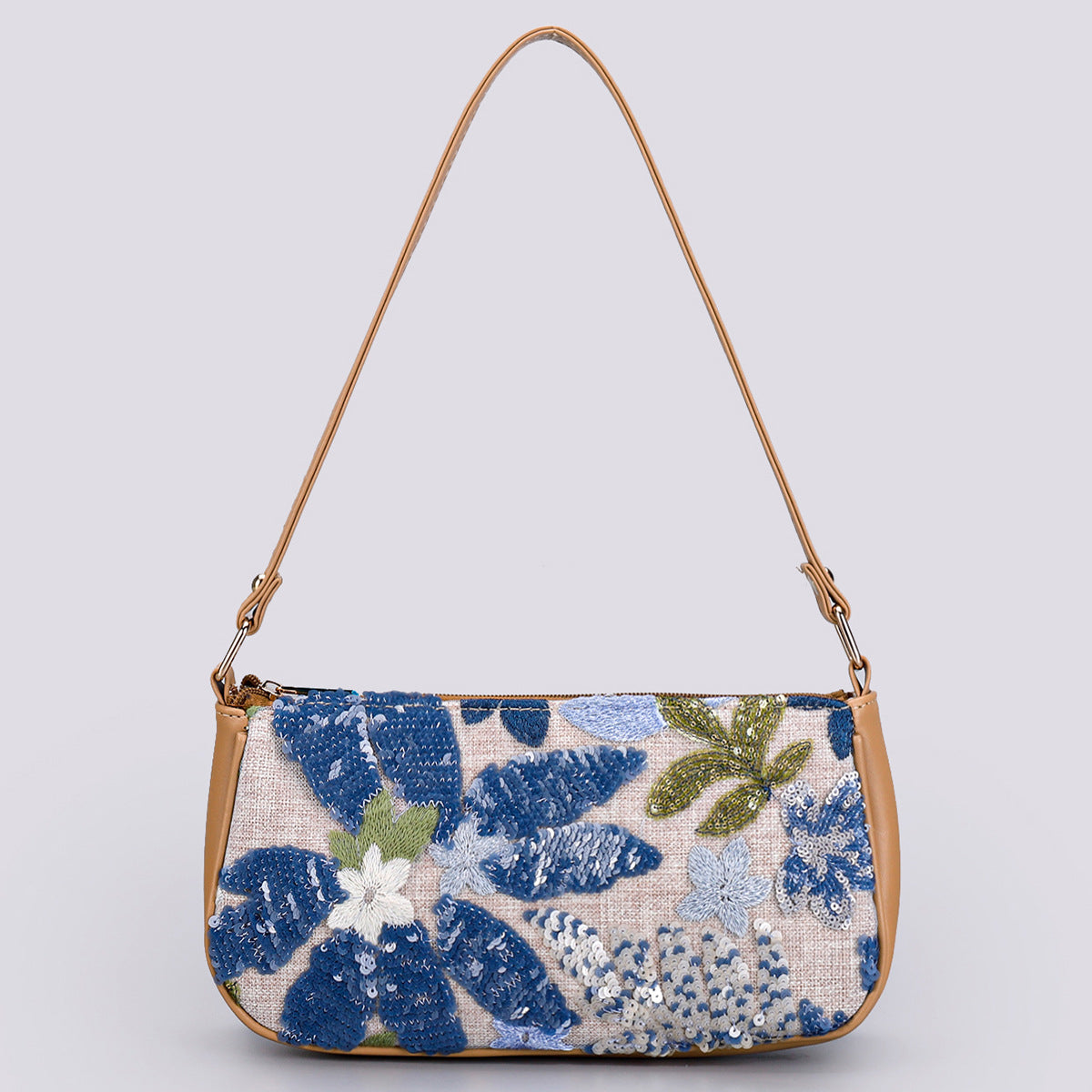 Embroidered Floral Shoulder Bag – Sparkling Underarm Style