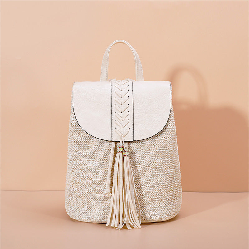 Woven Straw Backpack – Fringe & Crossbody Style