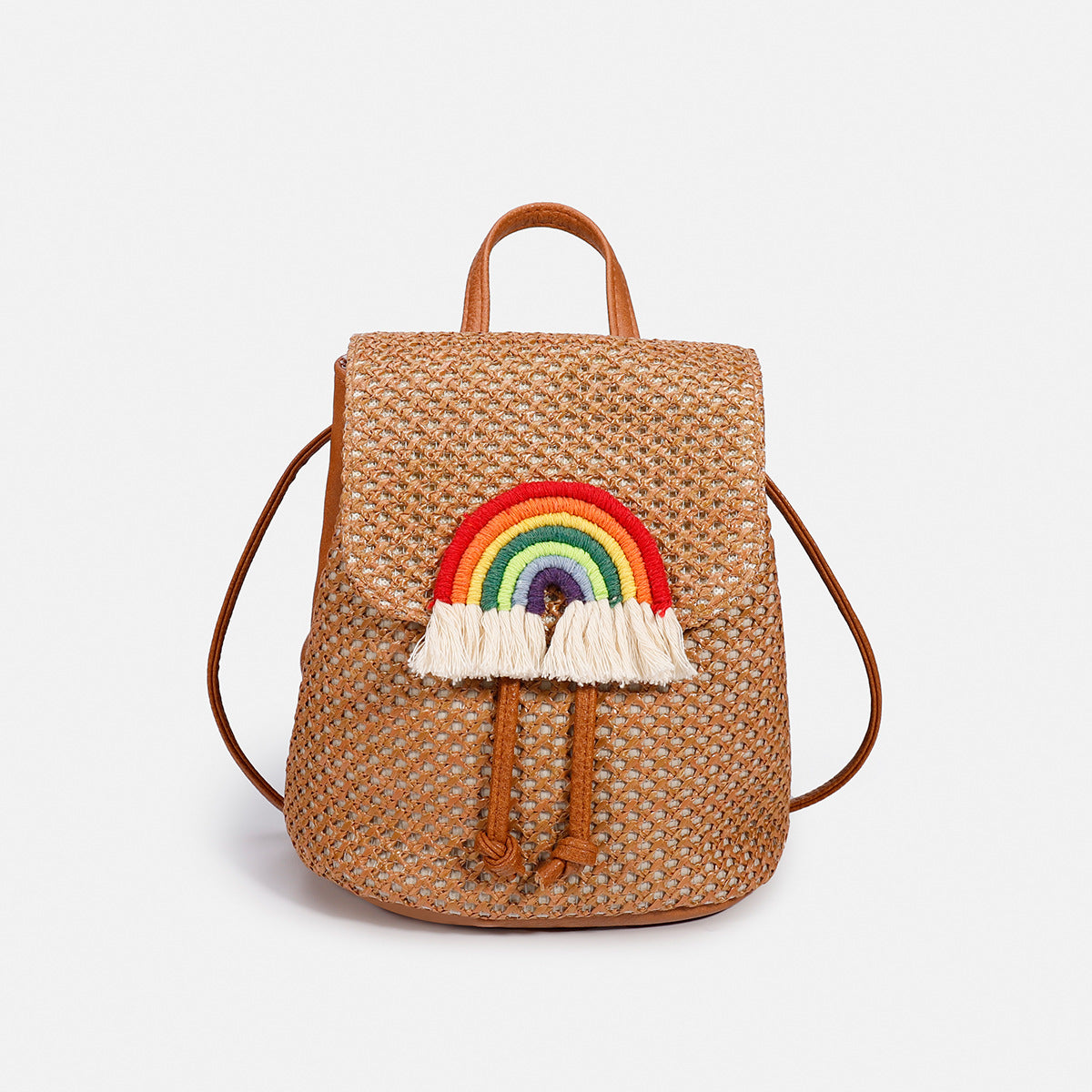 Woven Straw Backpack – Fringe & Crossbody Style