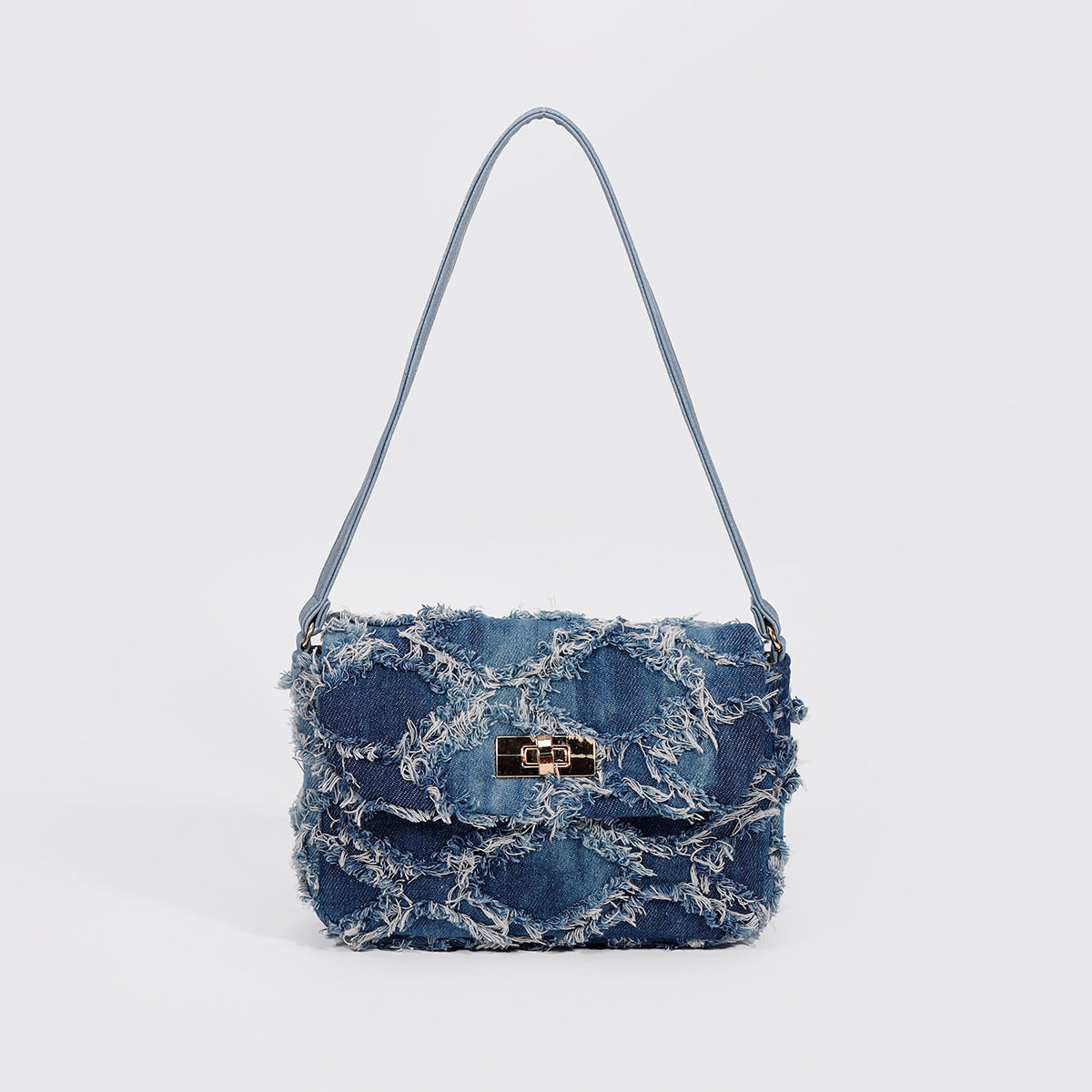 Denim Tie-Dye Shoulder Bag – Quilted Underarm Bag