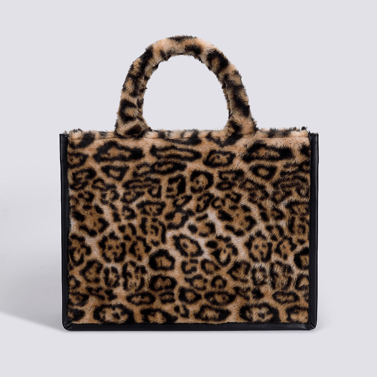 Leopard Plush Tote Bag – Oversized & Soft Structured