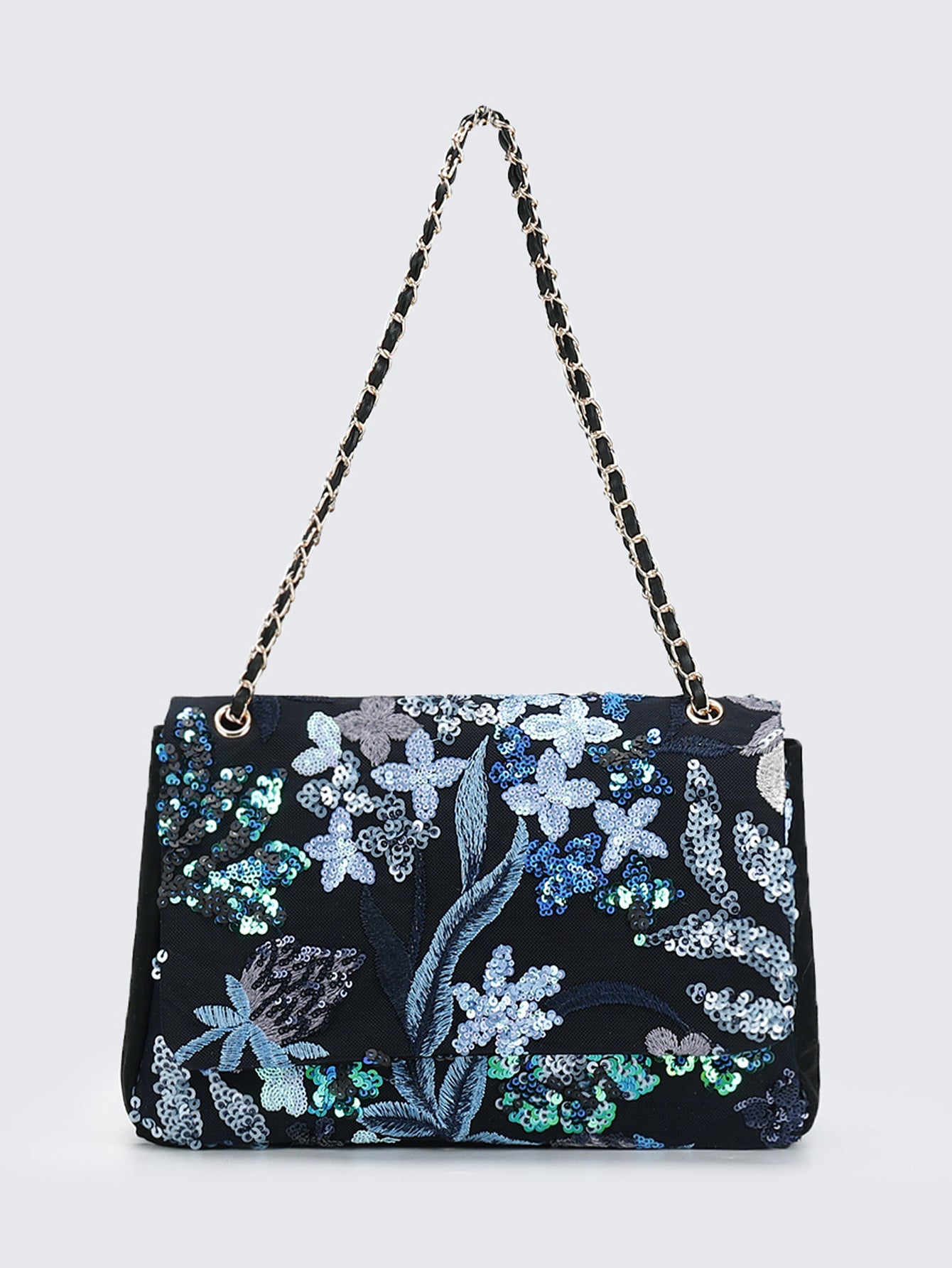 Embroidered Sequin Shoulder Bag – Straw Woven & Spacious