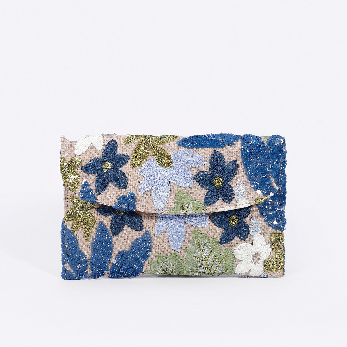 Embroidered Straw Clutch – Sequin & Envelope Style