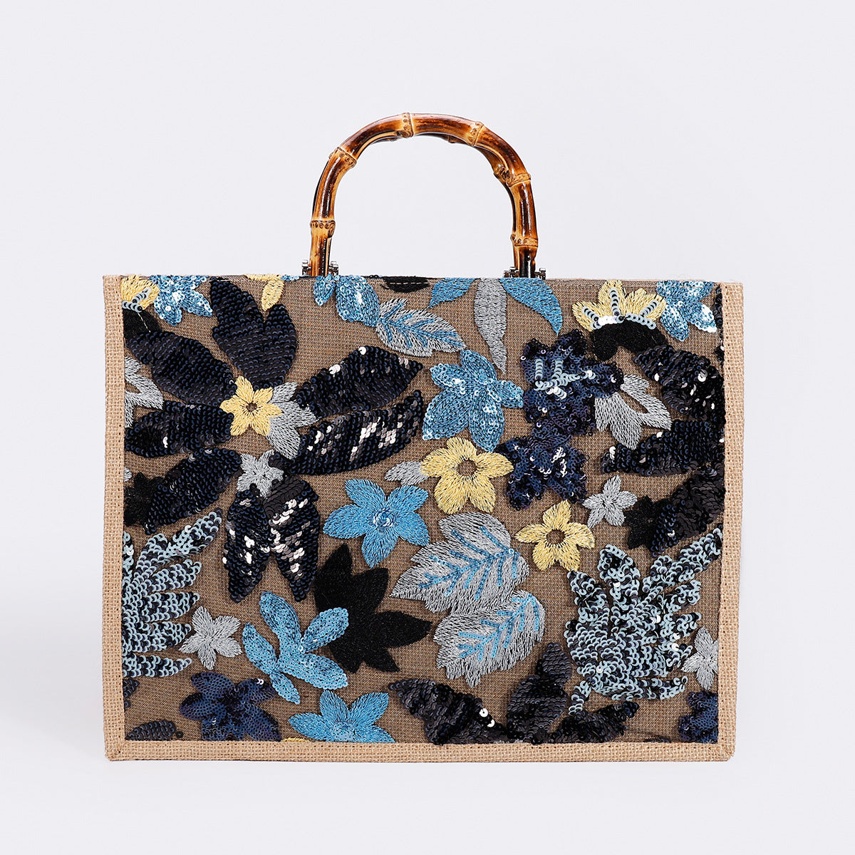 Sparkle Woven Tote Bag – Embroidered & Spacious