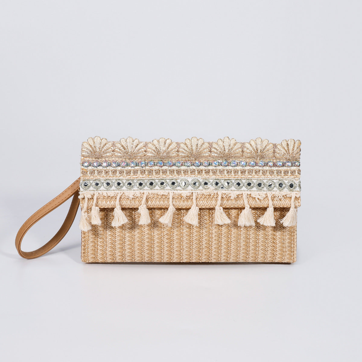 Woven Clutch Bag – Beaded Fringe Envelope