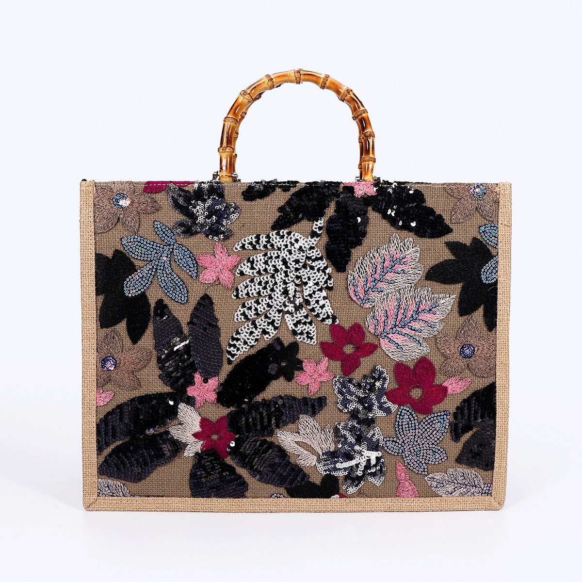 Sparkle Woven Tote Bag – Embroidered & Spacious