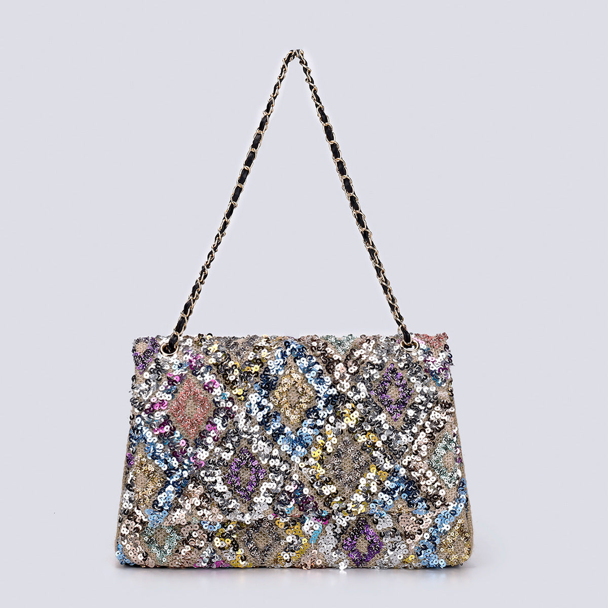 Embroidered Sequin Shoulder Bag – Straw Woven & Spacious